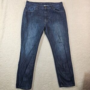 PD&C Mens Straight Leg Jeans Dark Wash Blue Denim 38x32 PD9F1WBU